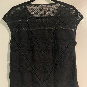 Cap Sleeve Black Lace Blouse (S/P)